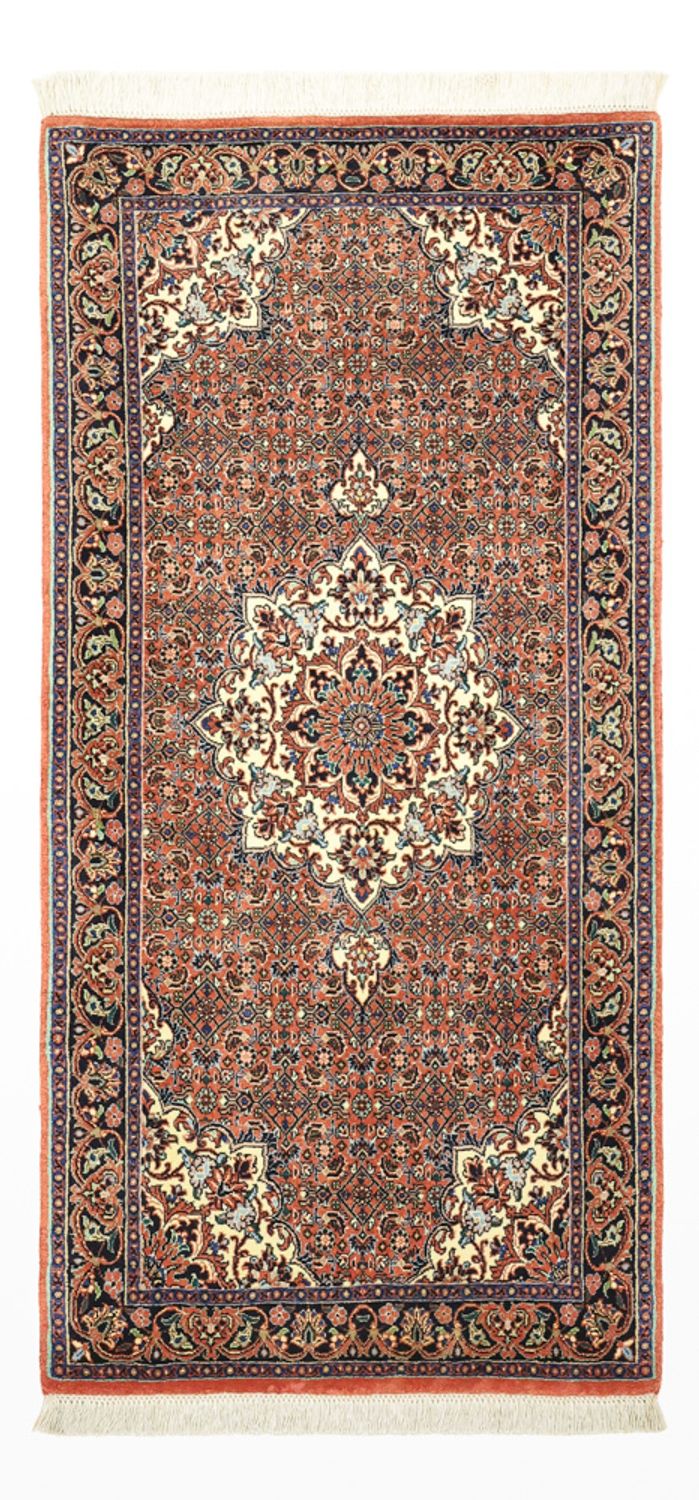 Alfombra persa - Bidjar - 141 x 69 cm - rojo oscuro