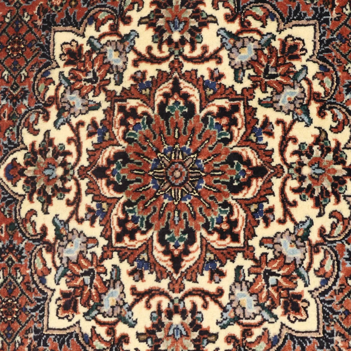 Alfombra persa - Bidjar - 141 x 69 cm - rojo oscuro