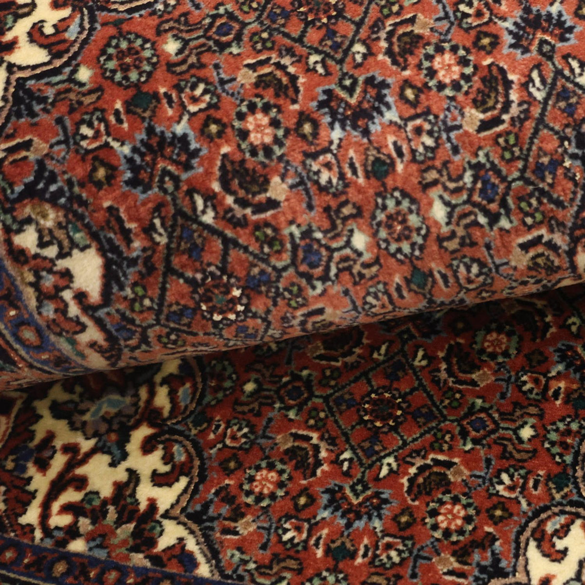 Alfombra persa - Bidjar - 141 x 69 cm - rojo oscuro