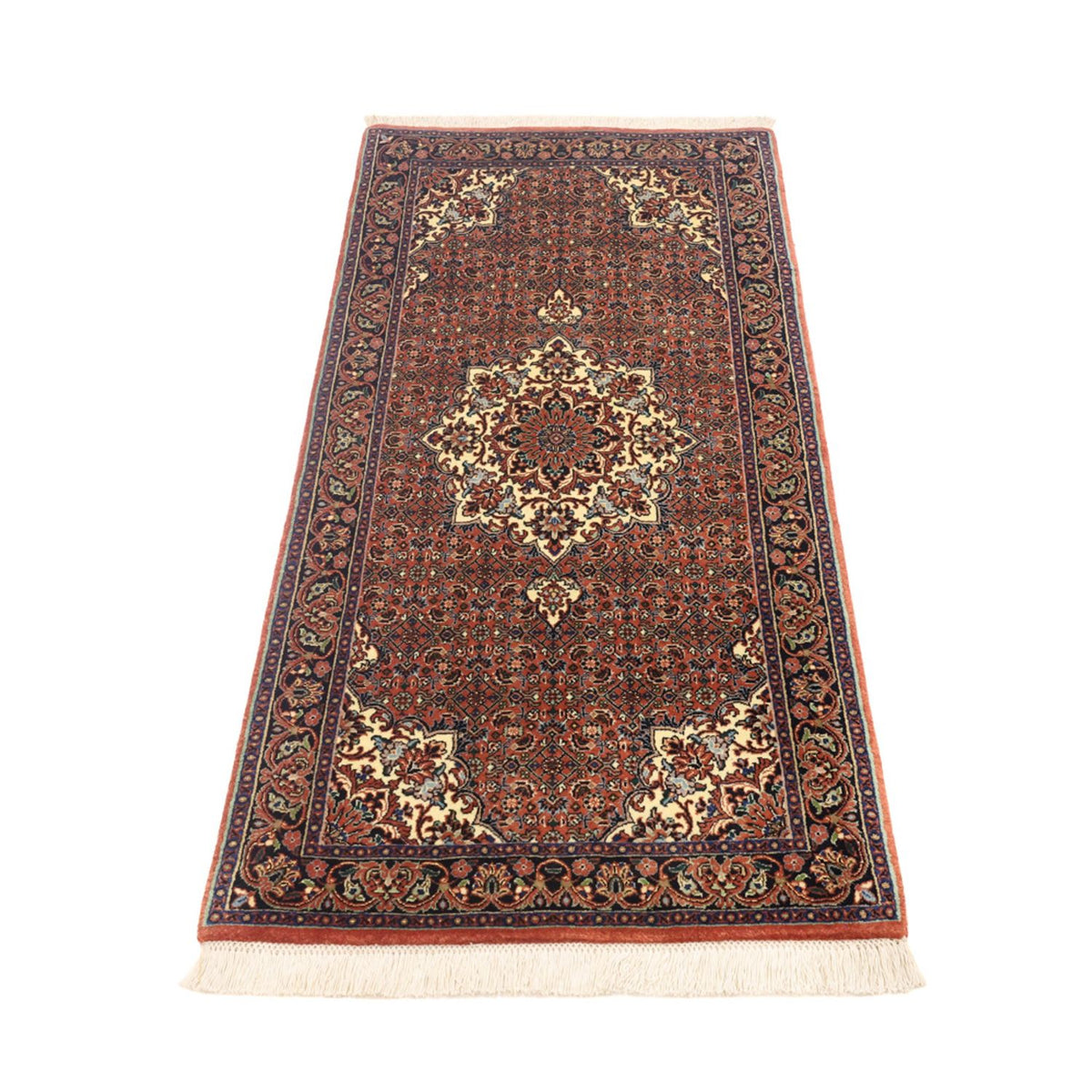 Alfombra persa - Bidjar - 141 x 69 cm - rojo oscuro