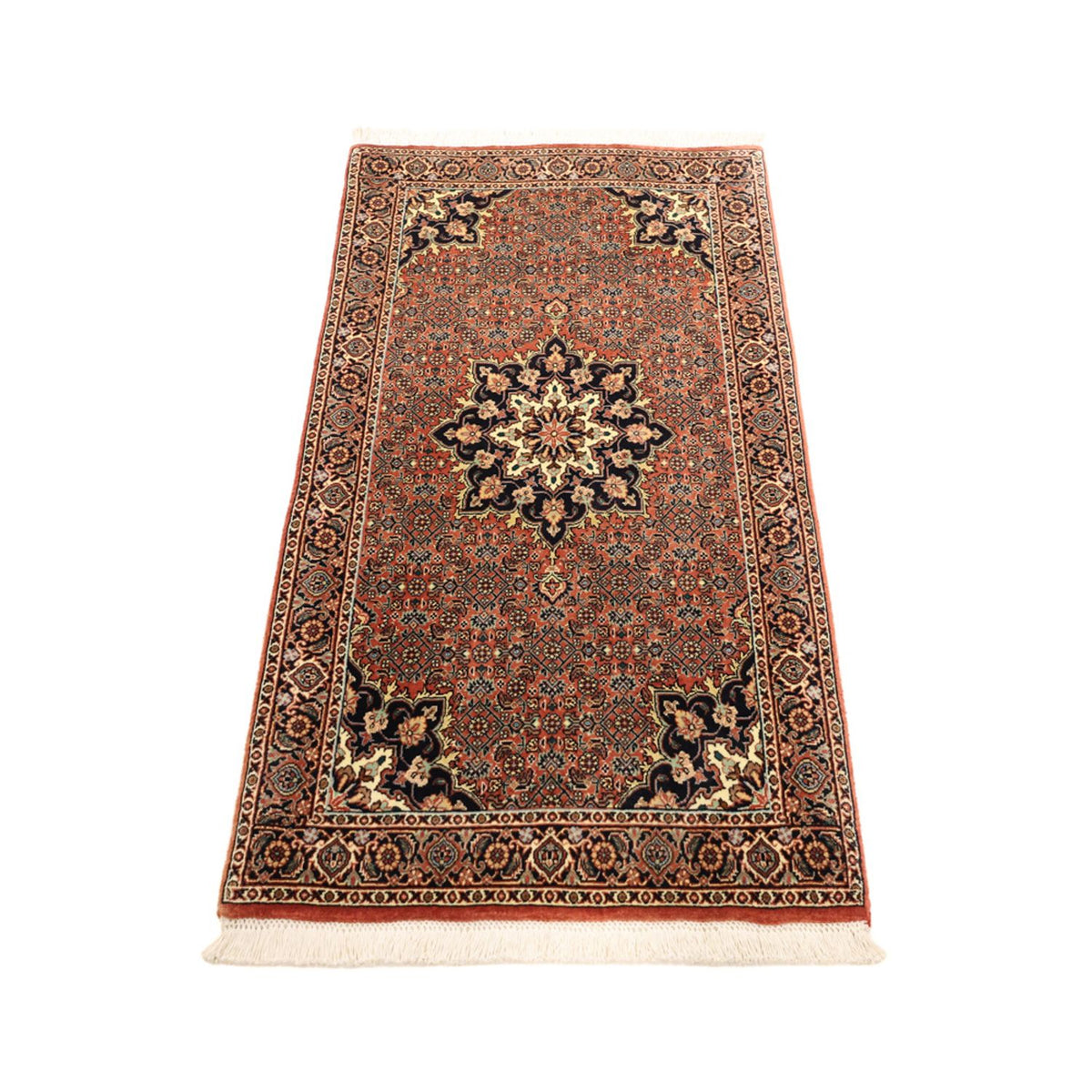 Alfombra persa - Bidjar - 131 x 72 cm - rojo oscuro
