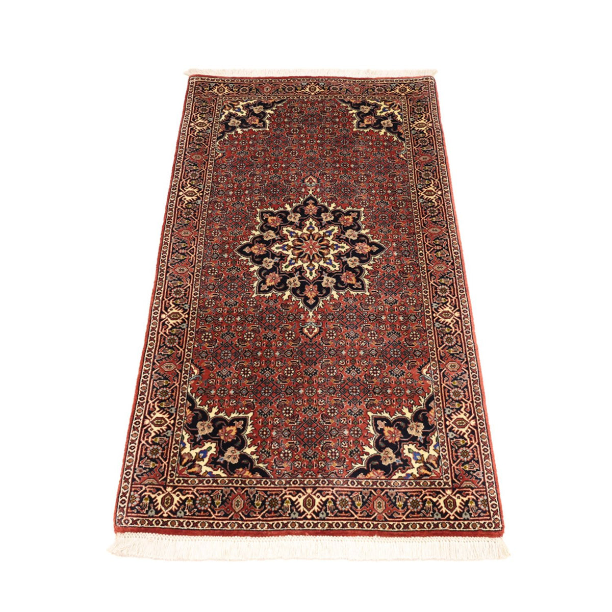 Alfombra persa - Bidjar - 135 x 73 cm - rojo oscuro