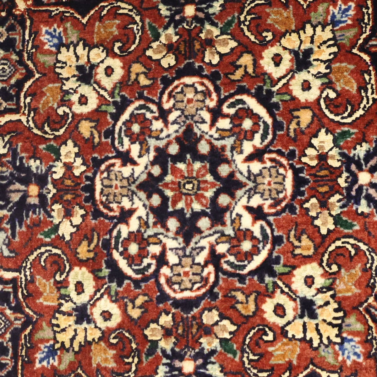 Alfombra persa - Bidjar - 139 x 70 cm - rojo oscuro