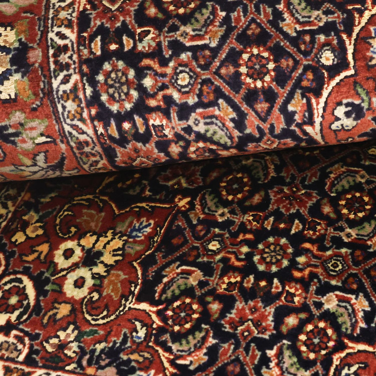 Alfombra persa - Bidjar - 139 x 70 cm - rojo oscuro