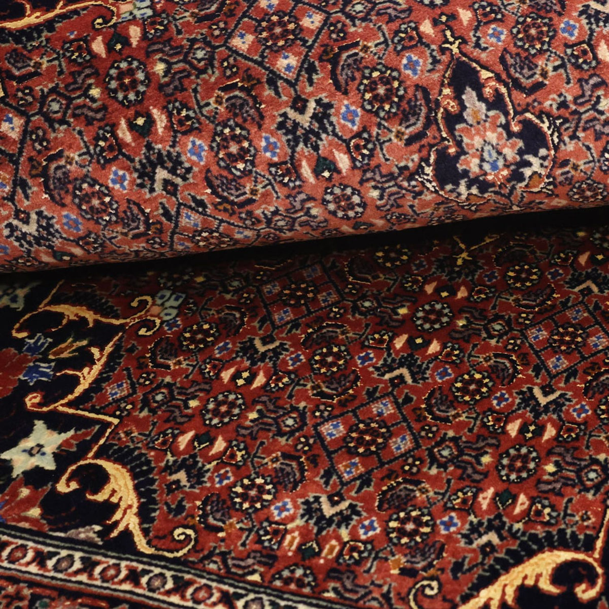 Alfombra persa - Bidjar - 147 x 90 cm - rojo oscuro