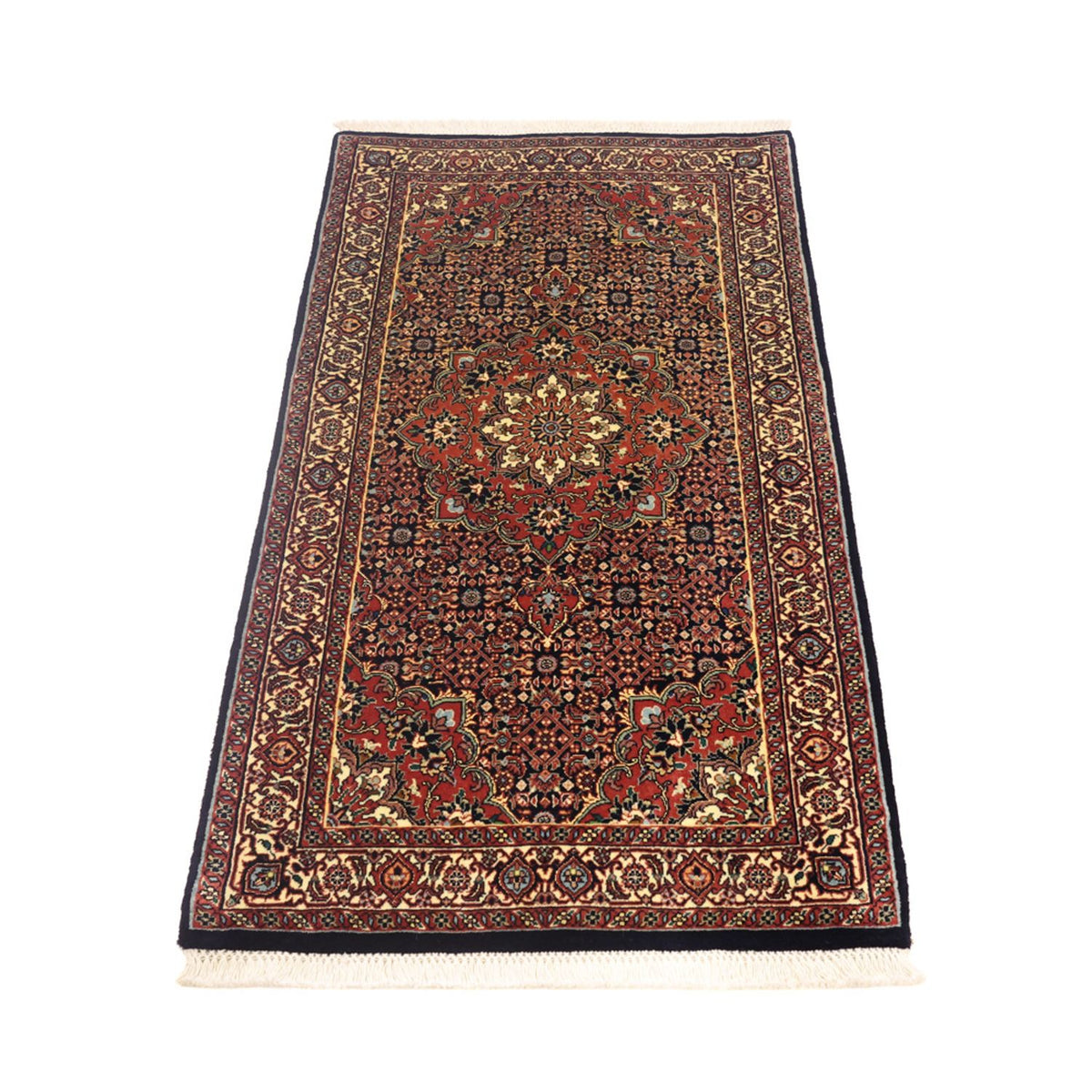 Alfombra persa - Bidjar - 136 x 72 cm - beige oscuro