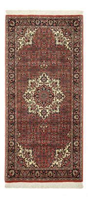 Alfombra persa - Bidjar - 148 x 69 cm - rojo oscuro