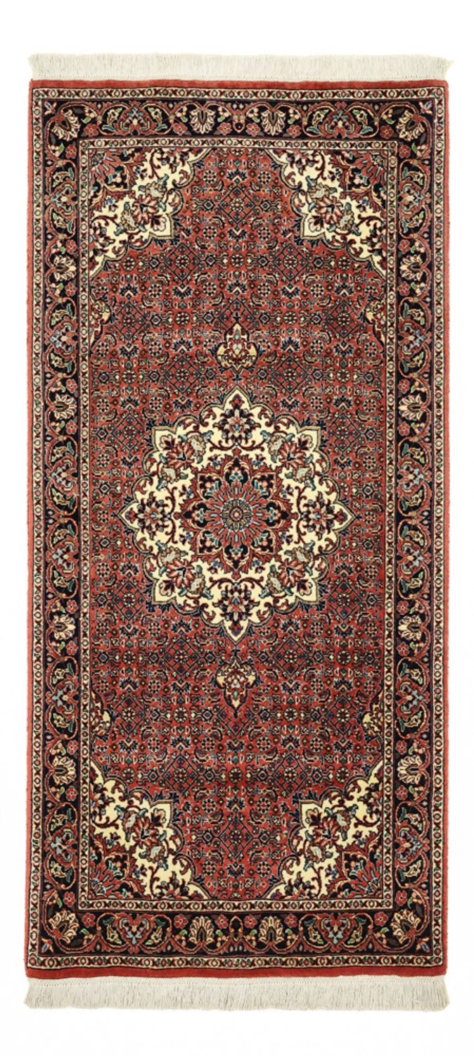 Alfombra persa - Bidjar - 148 x 69 cm - rojo oscuro