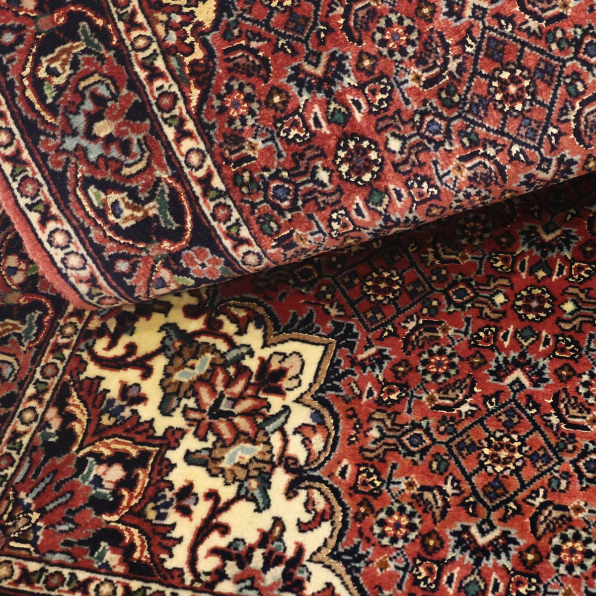 Alfombra persa - Bidjar - 148 x 69 cm - rojo oscuro