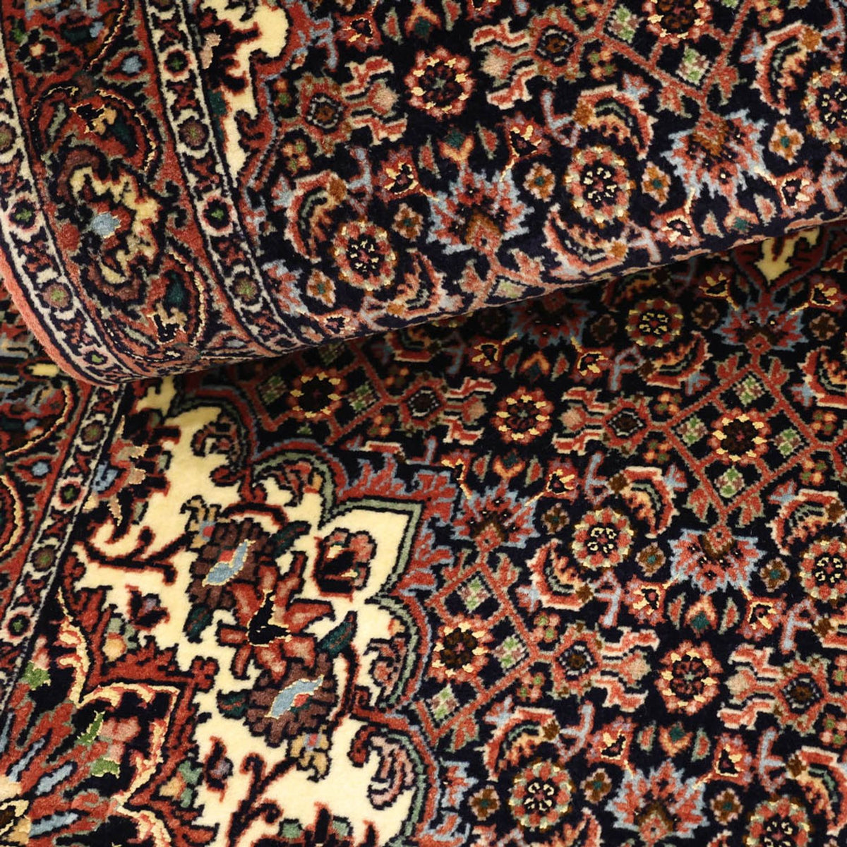 Alfombra persa - Bidjar - Real - 137 x 70 cm - rojo oscuro