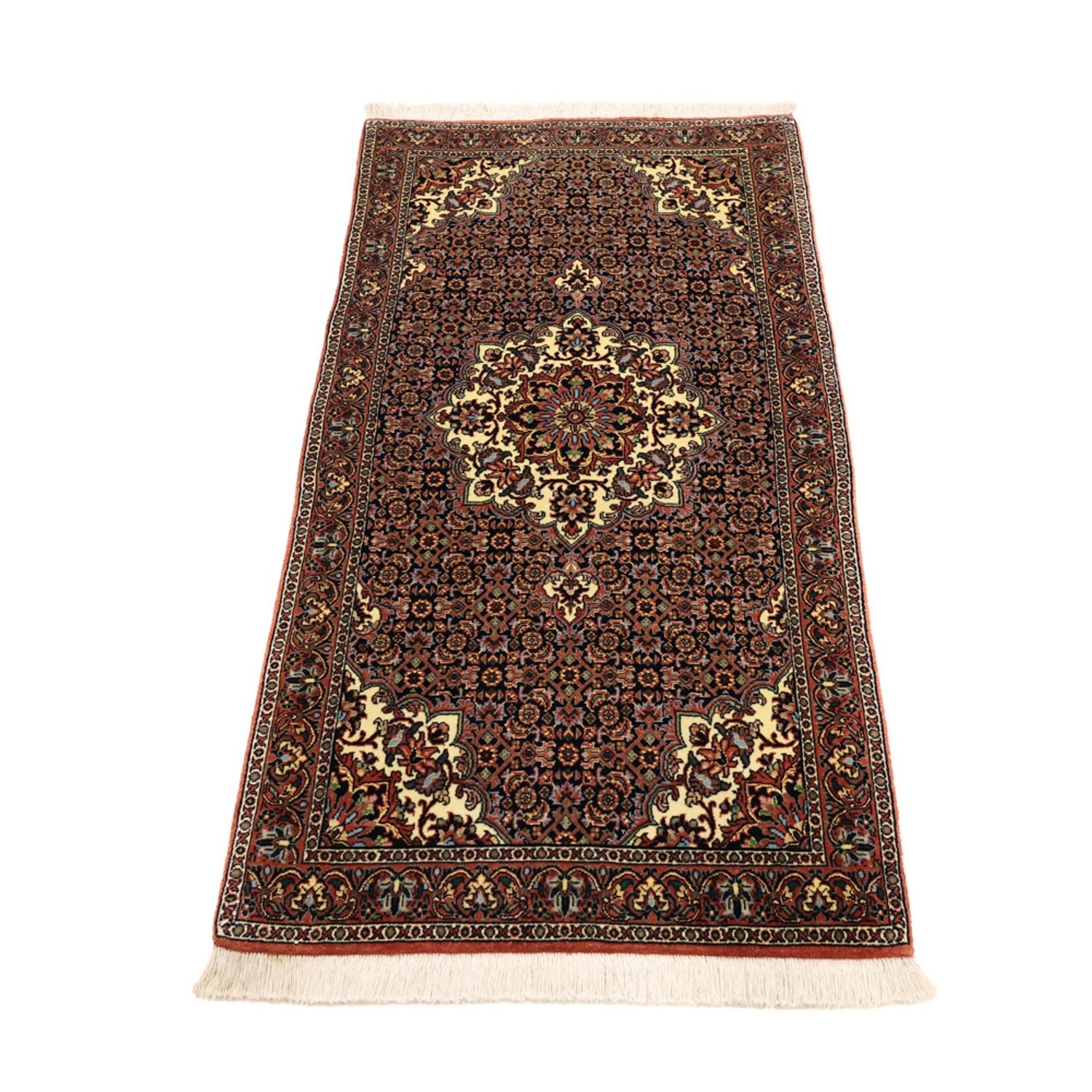 Alfombra persa - Bidjar - Real - 137 x 70 cm - rojo oscuro