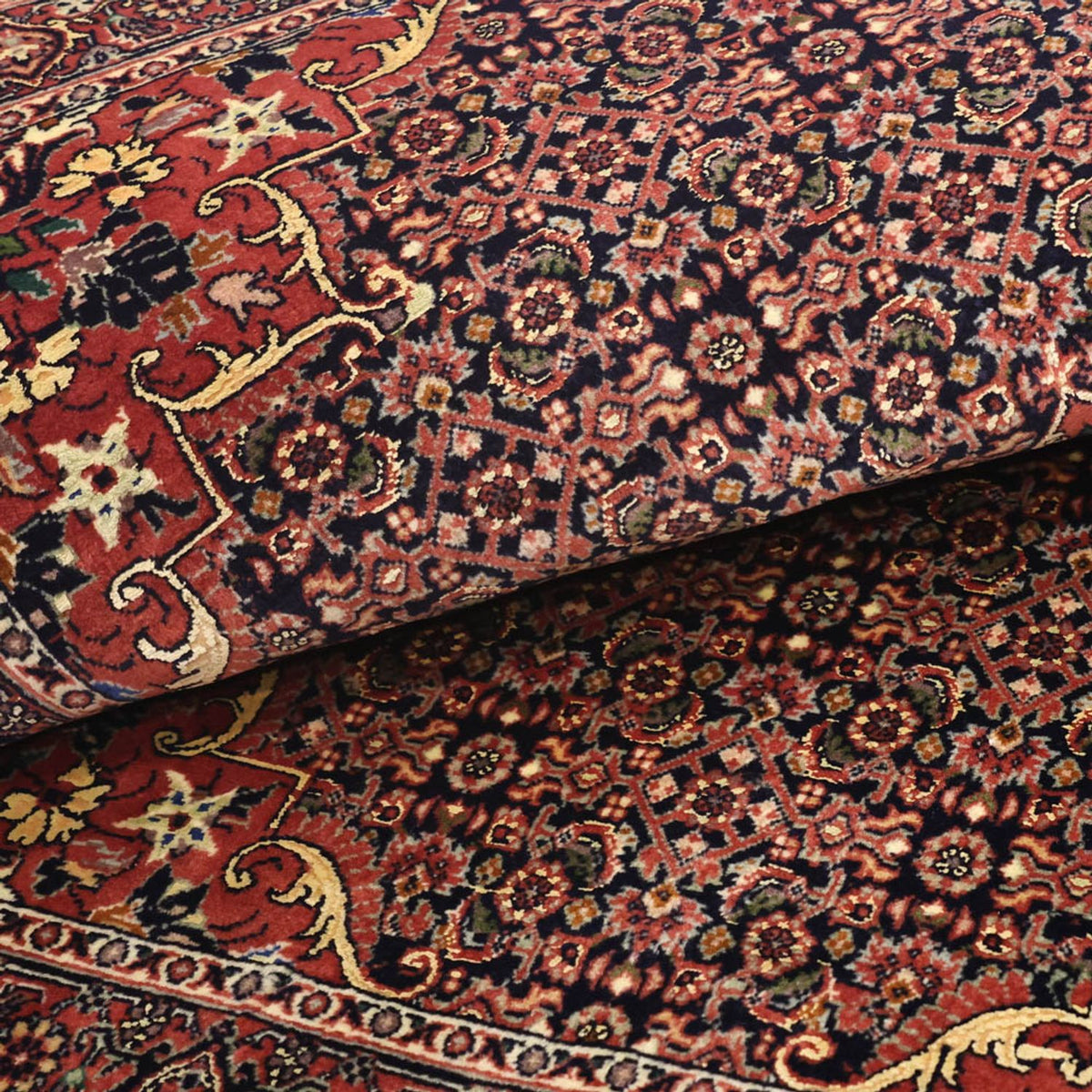 Alfombra persa - Bidjar - Real - 147 x 91 cm - rojo oscuro