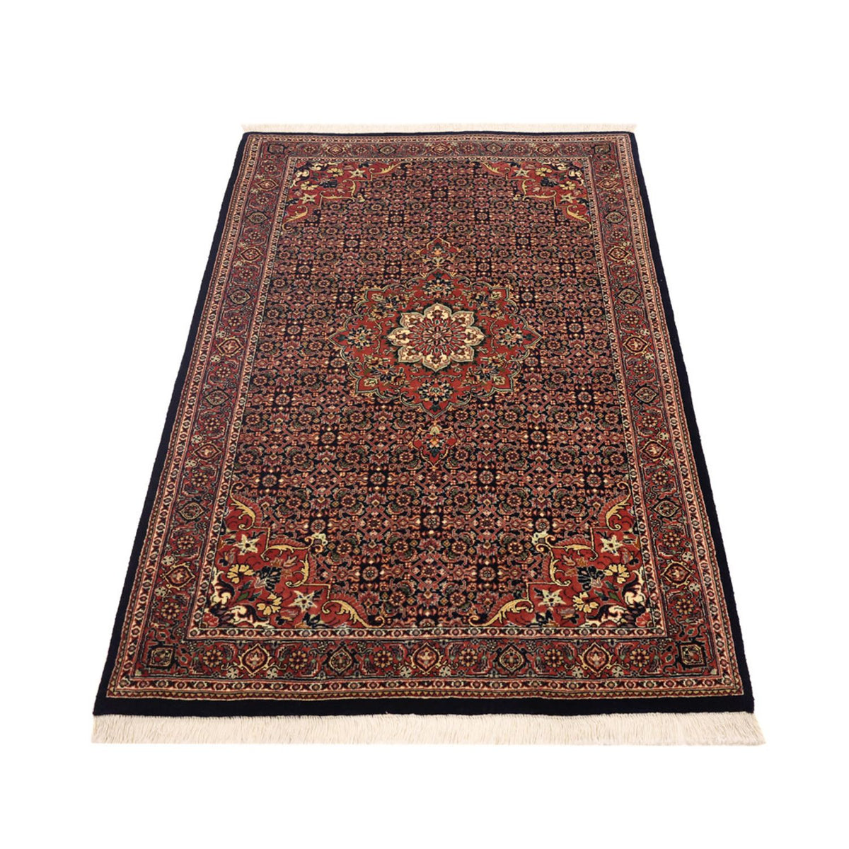 Alfombra persa - Bidjar - Real - 147 x 91 cm - rojo oscuro