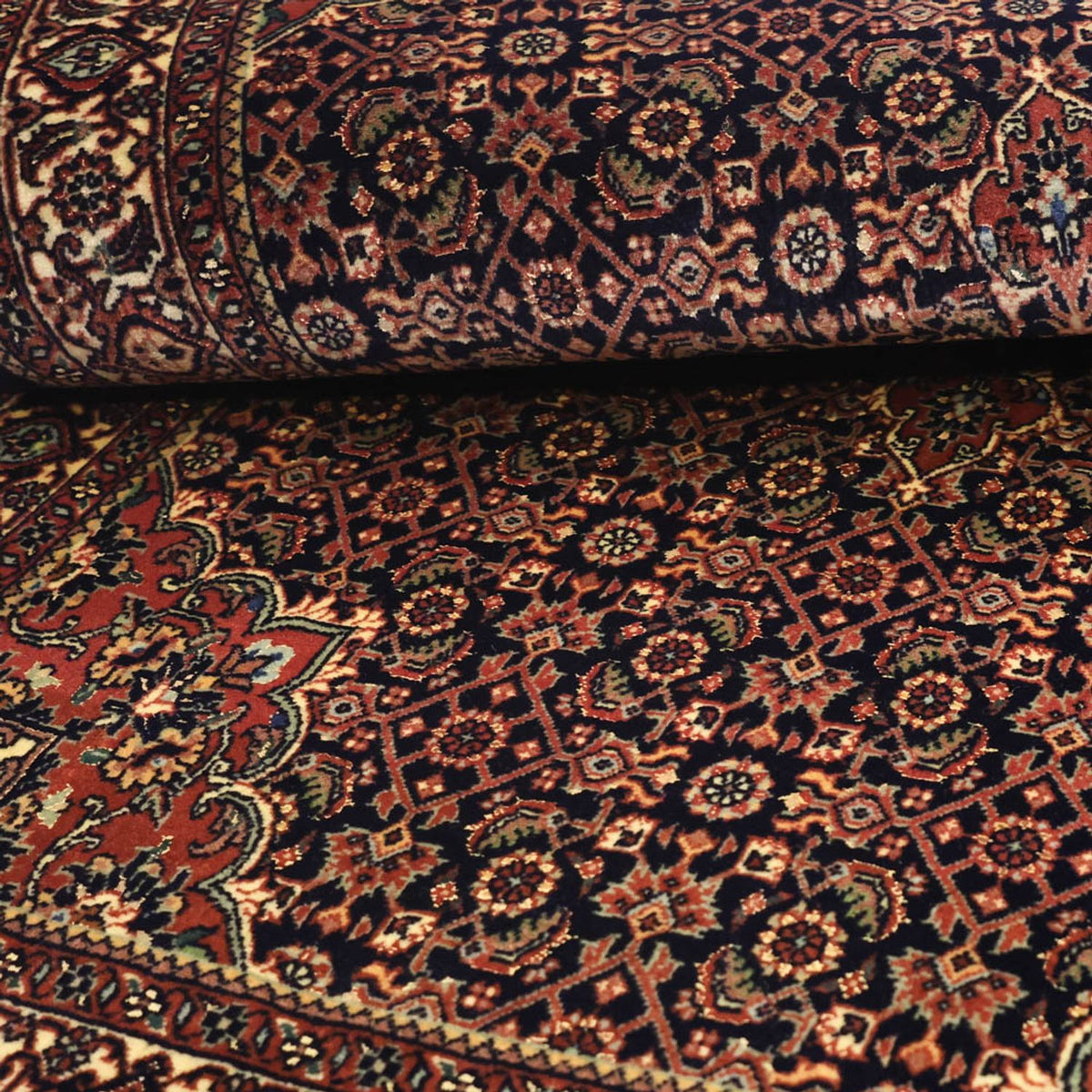 Alfombra persa - Bidjar - Real - 149 x 89 cm - rojo oscuro