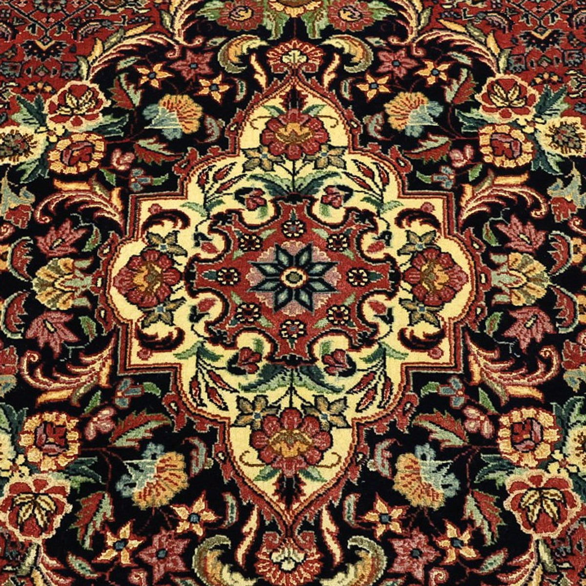 Alfombra persa - Bidjar - Real - 199 x 156 cm - rojo oscuro