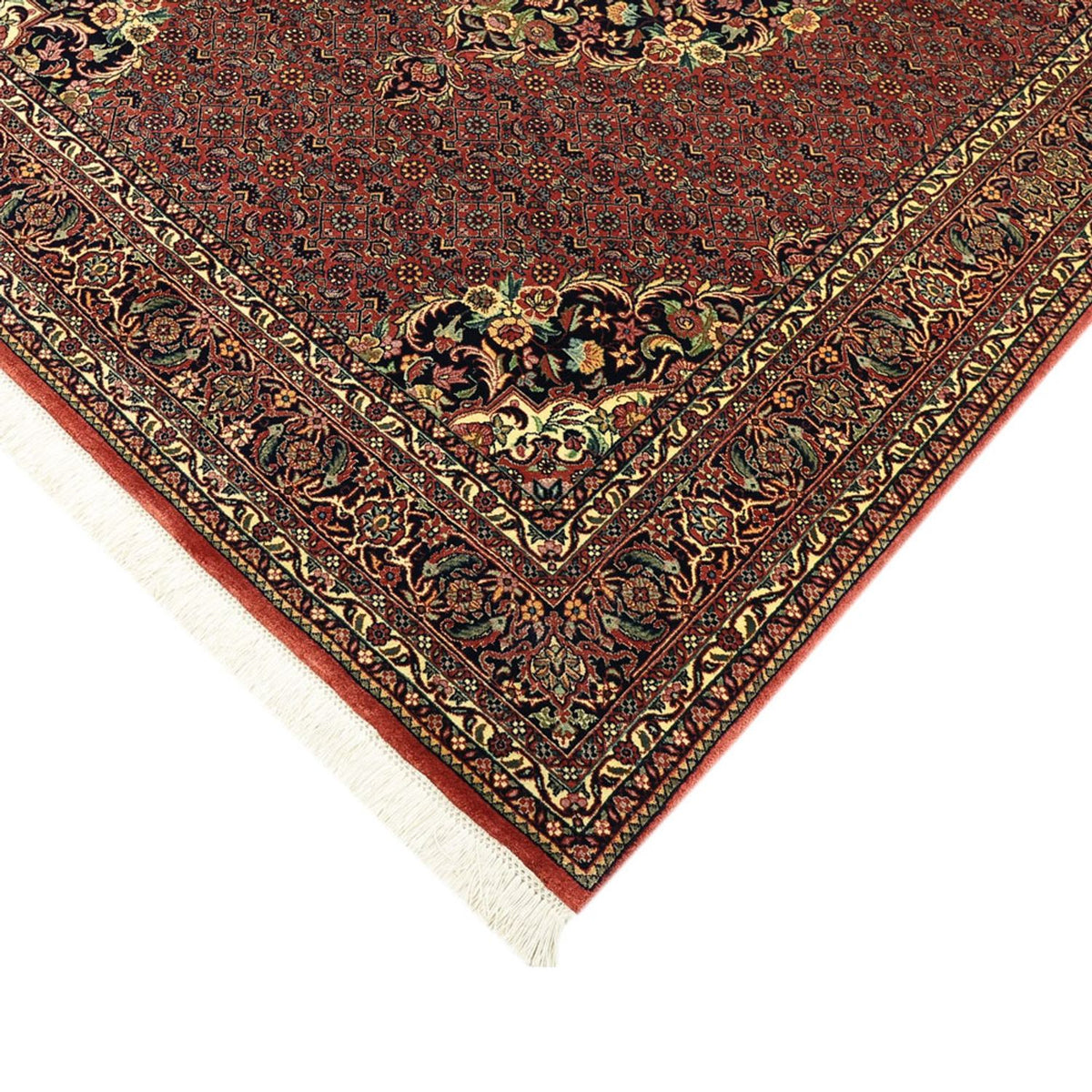Alfombra persa - Bidjar - Real - 199 x 156 cm - rojo oscuro