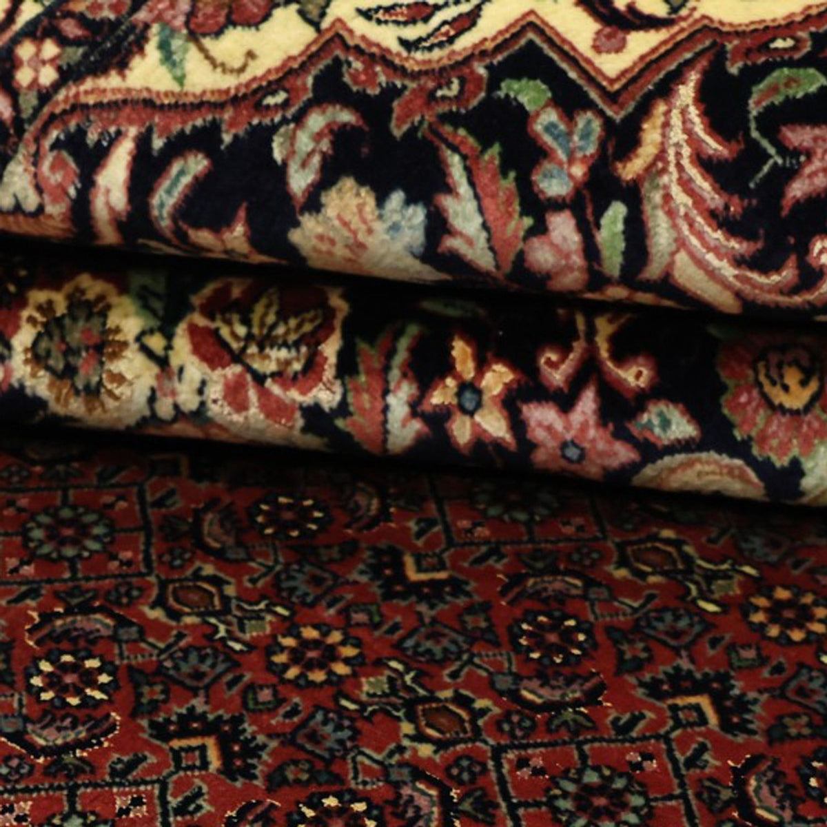 Alfombra persa - Bidjar - Real - 199 x 156 cm - rojo oscuro