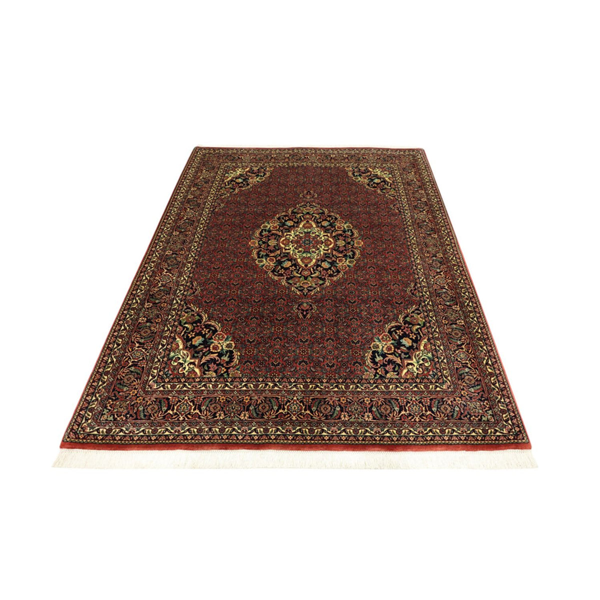 Alfombra persa - Bidjar - Real - 199 x 156 cm - rojo oscuro