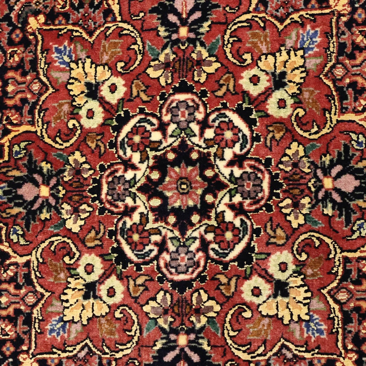 Alfombra persa - Bidjar - Real - 140 x 70 cm - rojo oscuro