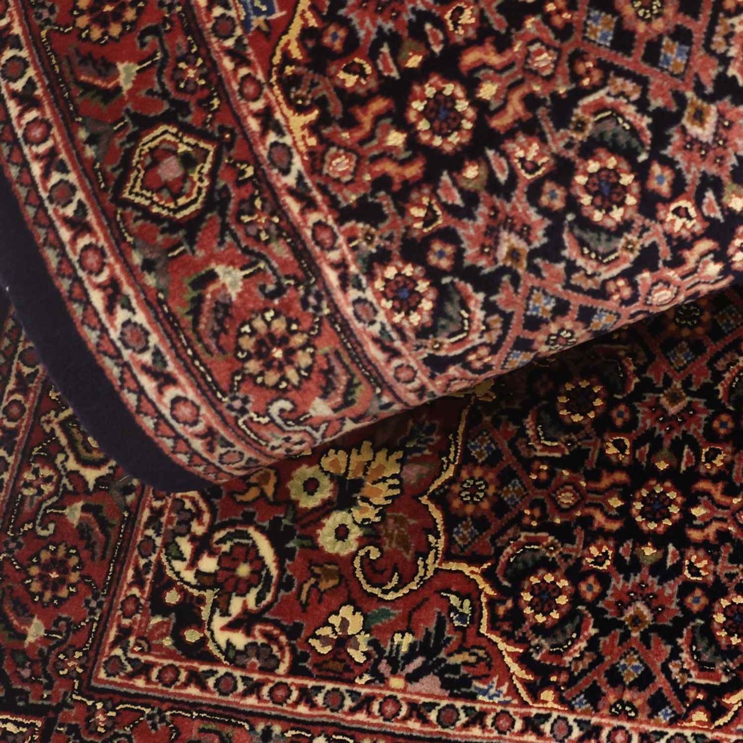 Alfombra persa - Bidjar - Real - 140 x 70 cm - rojo oscuro