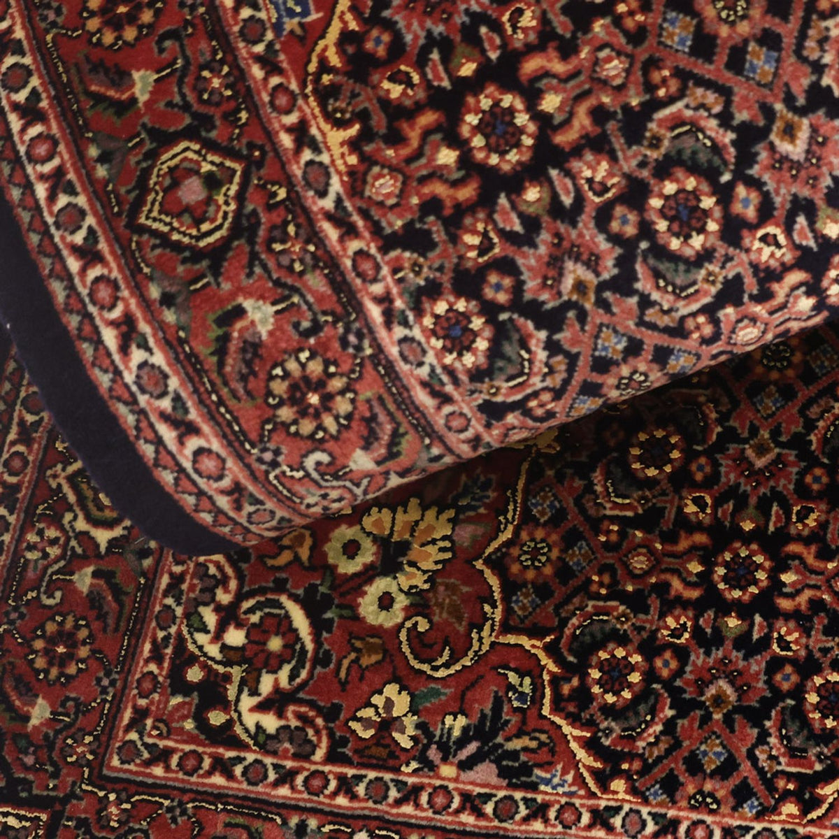 Alfombra persa - Bidjar - Real - 140 x 70 cm - rojo oscuro