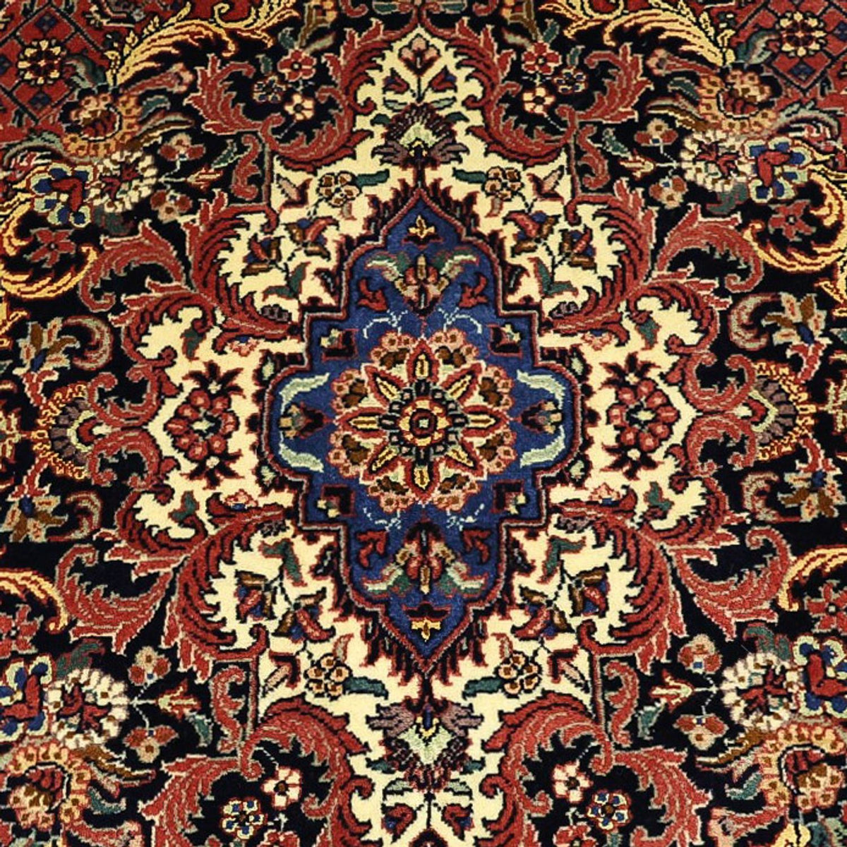 Alfombra persa - Bidjar - Real - 204 x 145 cm - rojo oscuro