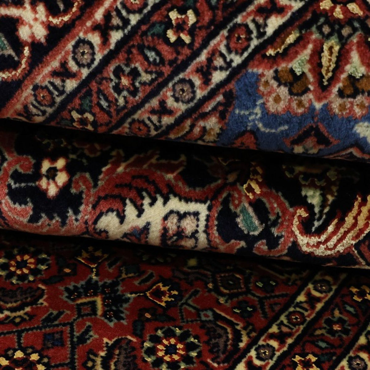 Alfombra persa - Bidjar - Real - 204 x 145 cm - rojo oscuro