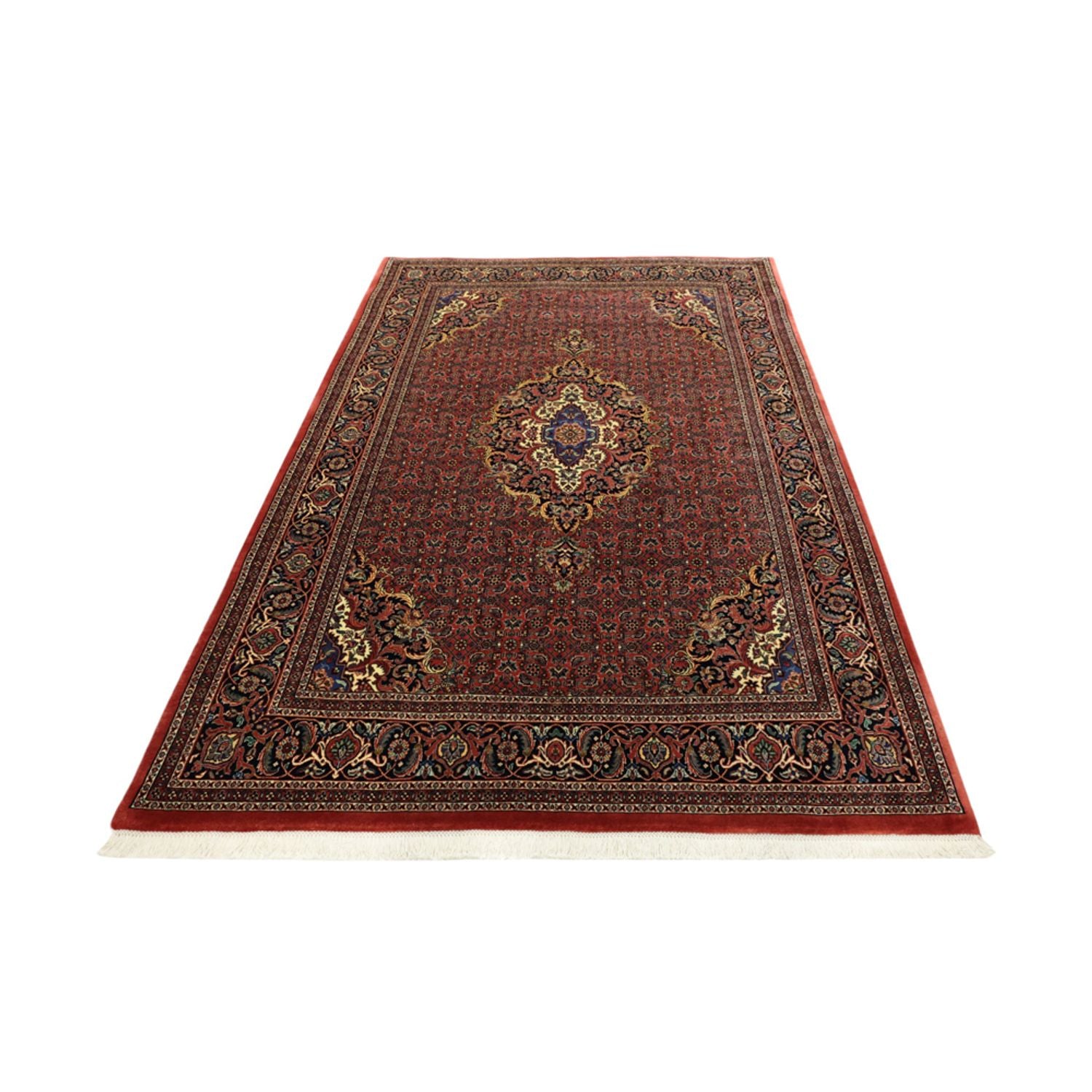 Alfombra persa - Bidjar - Real - 204 x 145 cm - rojo oscuro