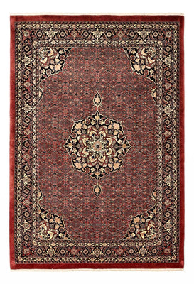 Alfombra persa - Bidjar - Real - 198 x 139 cm - rojo oscuro