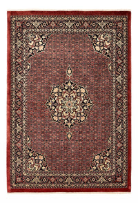 Alfombra persa - Bidjar - Real - 198 x 139 cm - rojo oscuro