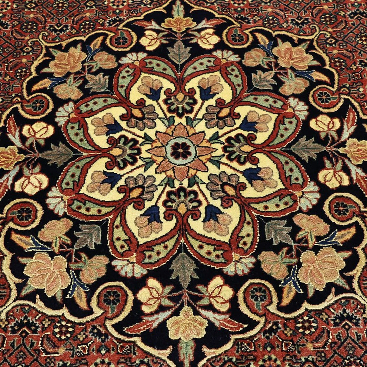 Alfombra persa - Bidjar - Real - 198 x 139 cm - rojo oscuro