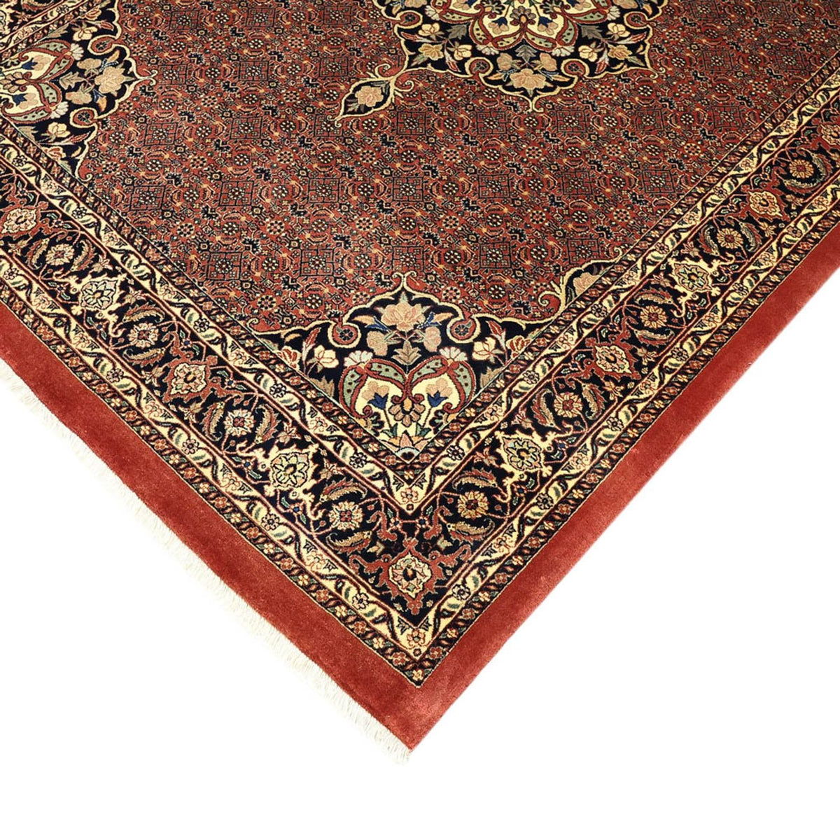 Alfombra persa - Bidjar - Real - 198 x 139 cm - rojo oscuro