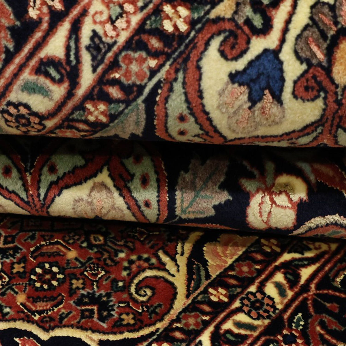 Alfombra persa - Bidjar - Real - 198 x 139 cm - rojo oscuro