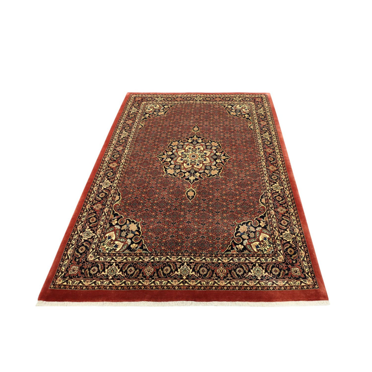 Alfombra persa - Bidjar - Real - 198 x 139 cm - rojo oscuro