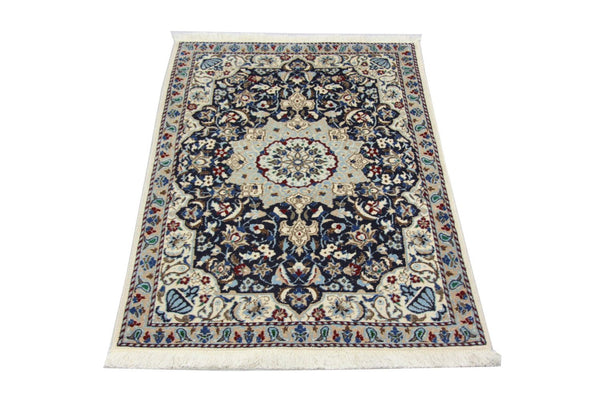 Alfombra persa - Nain - 128 x 88 cm - azul