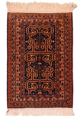 Alfombra afgana - 132 x 98 cm - azul oscuro