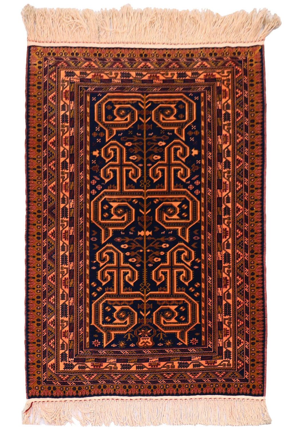 Alfombra afgana - 132 x 98 cm - azul oscuro