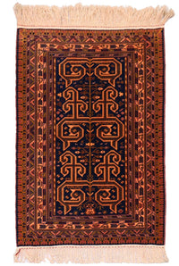 Alfombra afgana - 132 x 98 cm - azul oscuro