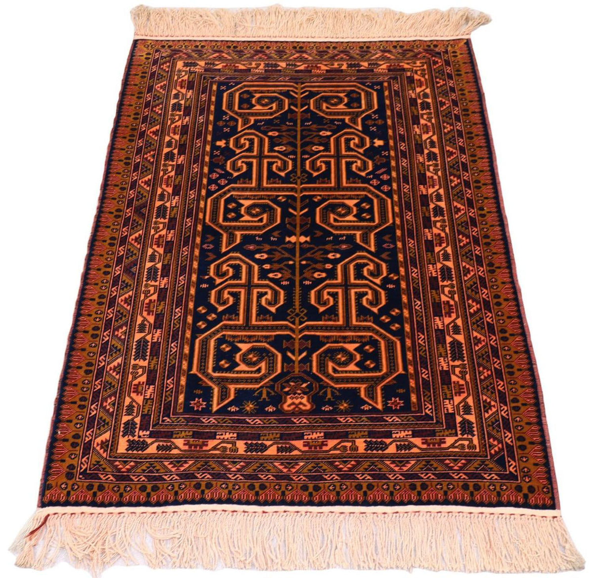 Alfombra afgana - 132 x 98 cm - azul oscuro