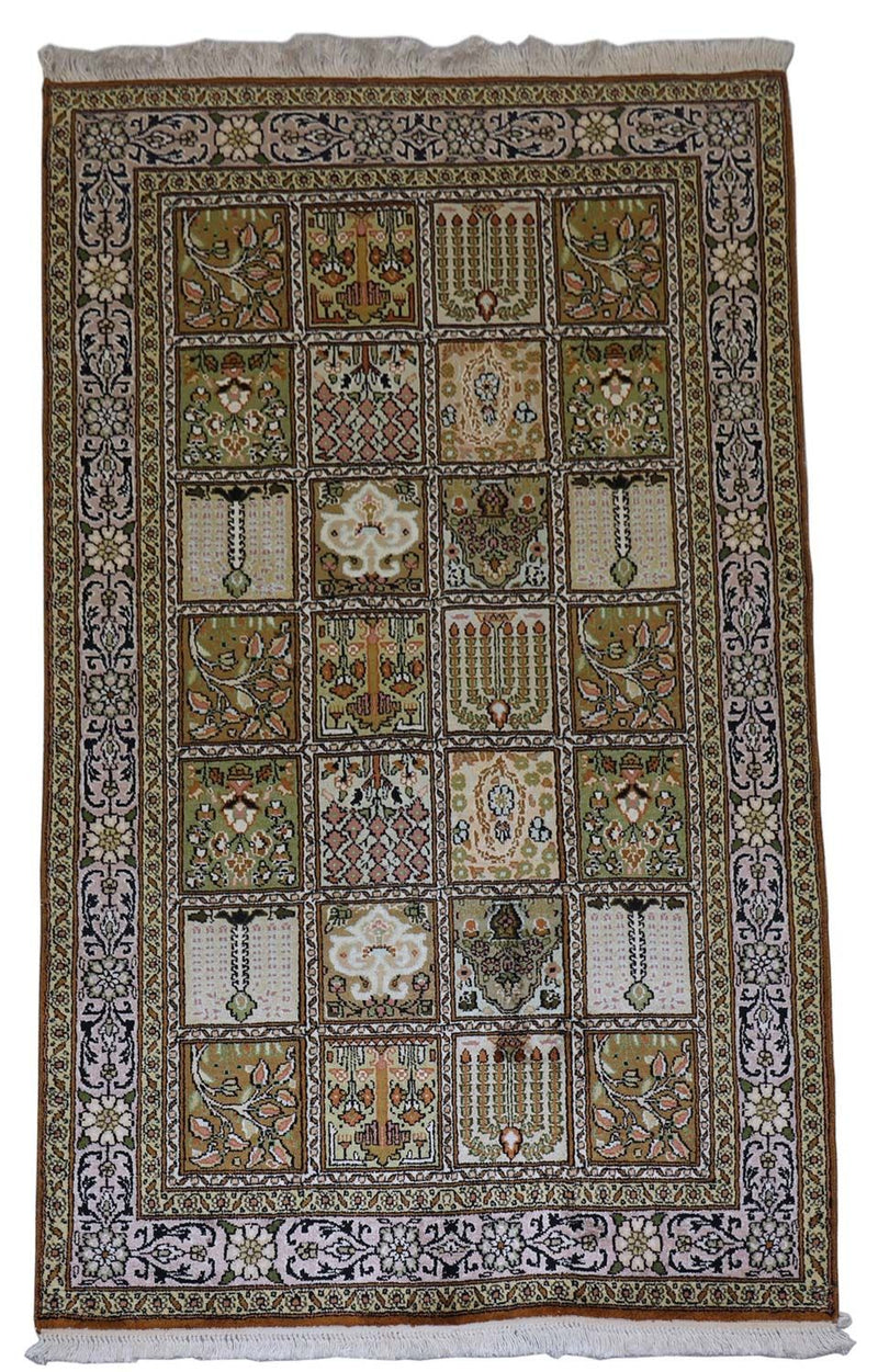 Alfombra de seda - Seda de Cachemira - 152 x 90 cm - marrón