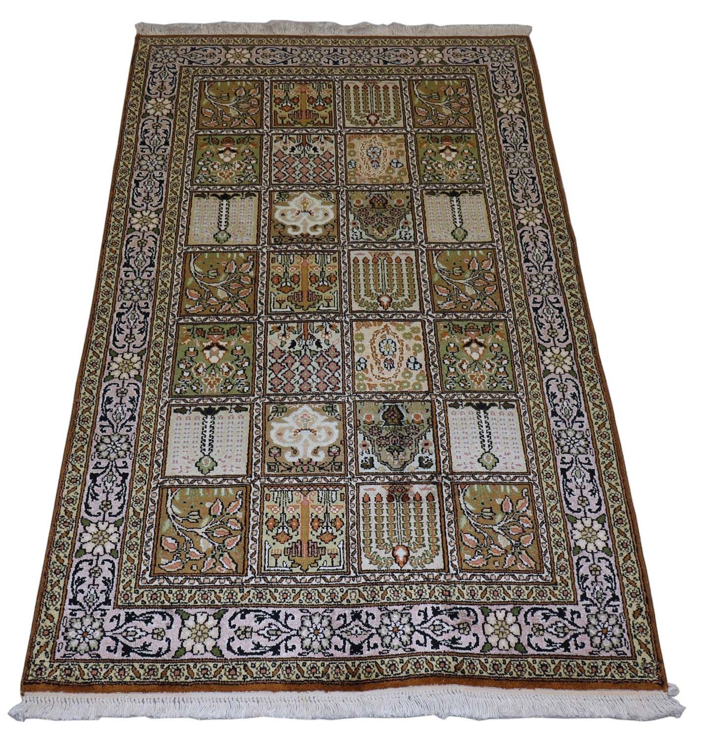 Alfombra de seda - Seda de Cachemira - 152 x 90 cm - marrón