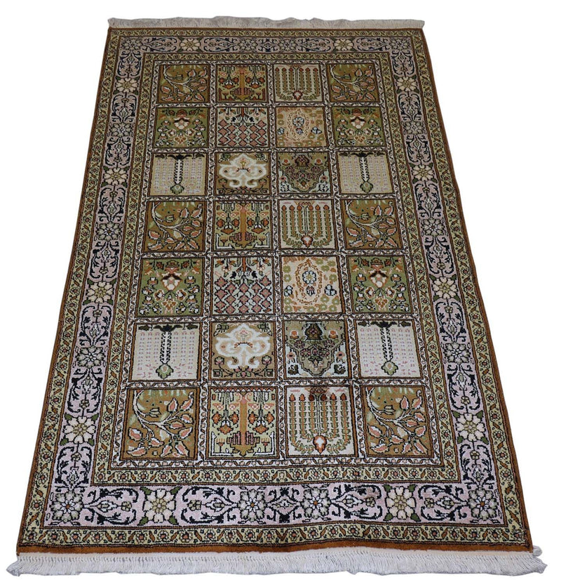 Alfombra de seda - Seda de Cachemira - 152 x 90 cm - marrón