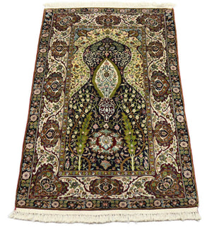 Alfombra de seda - Seda de Cachemira - 152 x 98 cm - negro