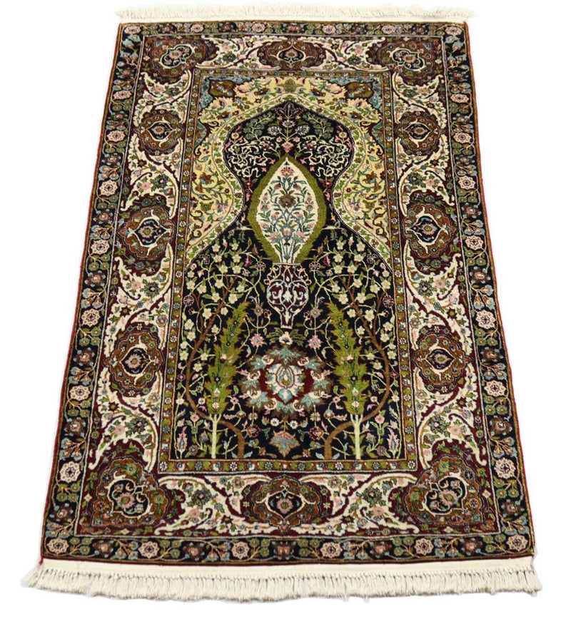 Alfombra de seda - Seda de Cachemira - 152 x 98 cm - negro