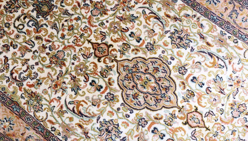 Alfombra de seda - Seda de Cachemira - 155 x 99 cm - beige