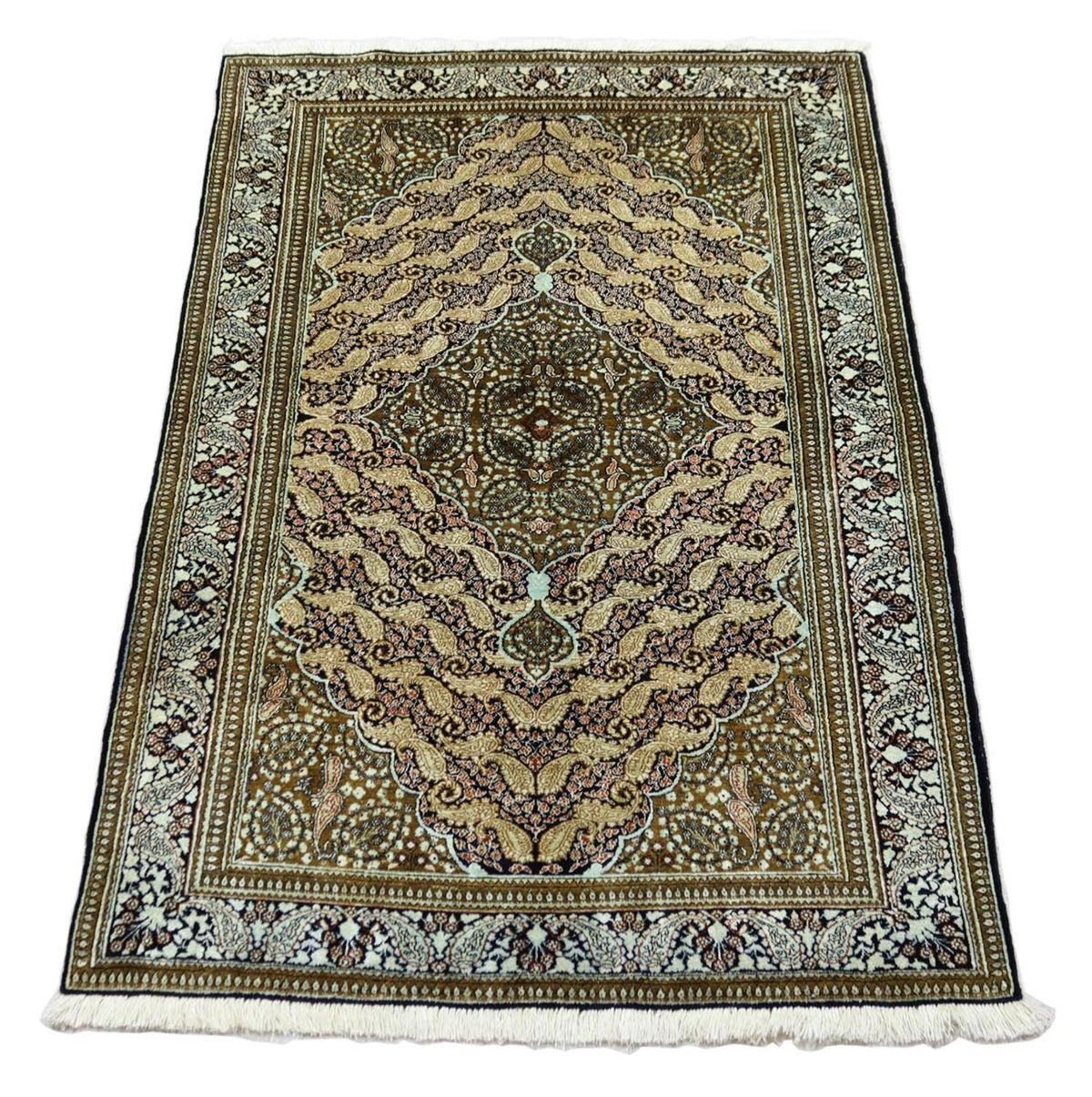 Alfombra de seda - Ghom Seda - Prima - 163 x 109 cm - azul oscuro