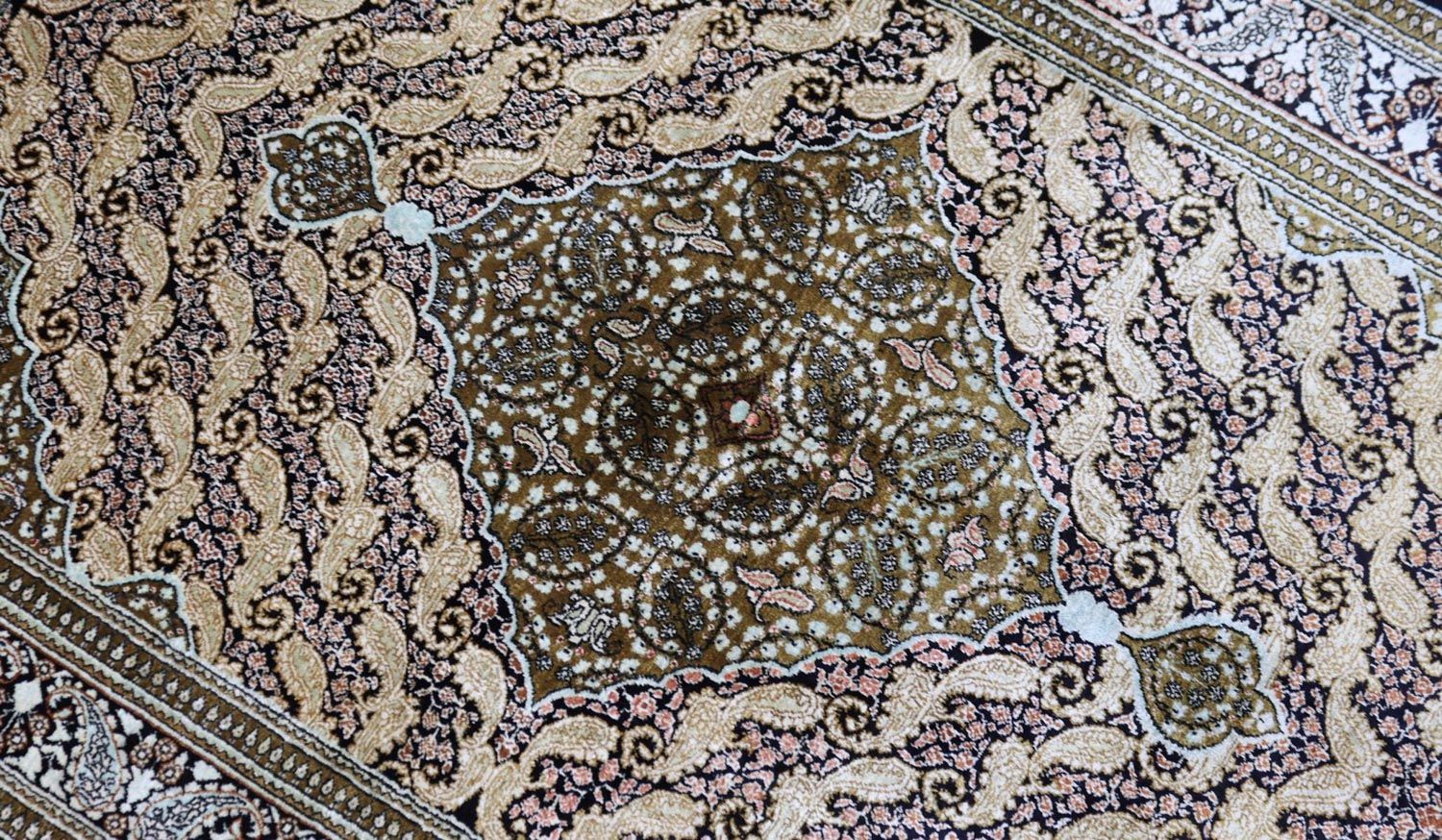 Alfombra de seda - Ghom Seda - Prima - 163 x 109 cm - azul oscuro