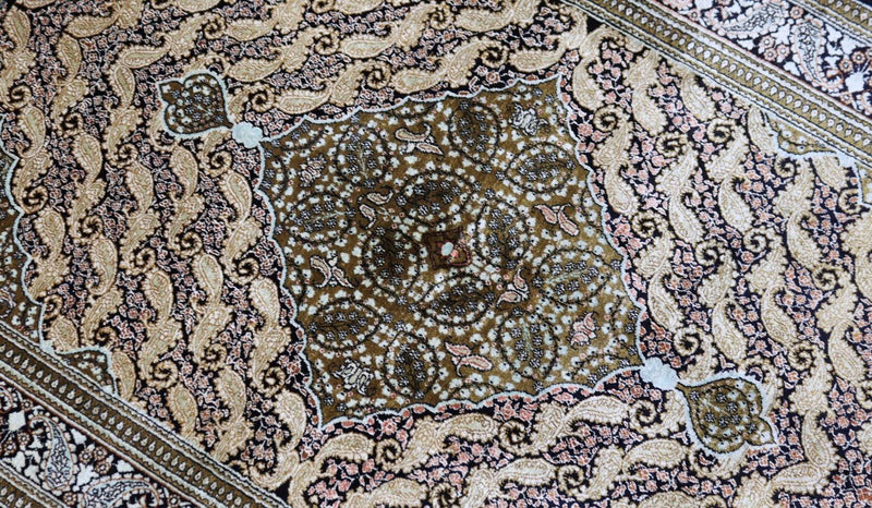 Alfombra de seda - Ghom Seda - Prima - 163 x 109 cm - azul oscuro