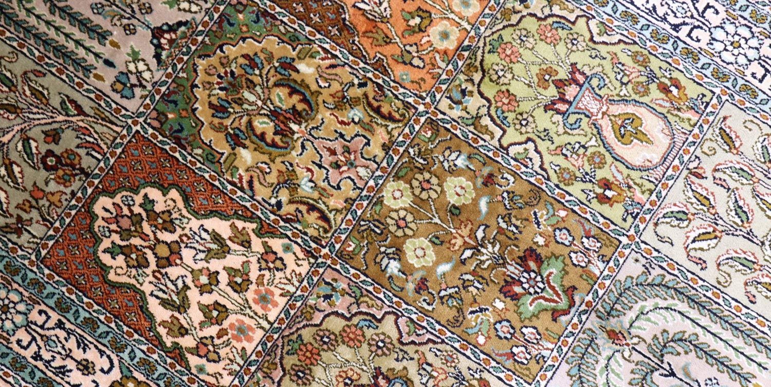 Alfombra de seda - Seda de Cachemira - 151 x 95 cm - turquesa