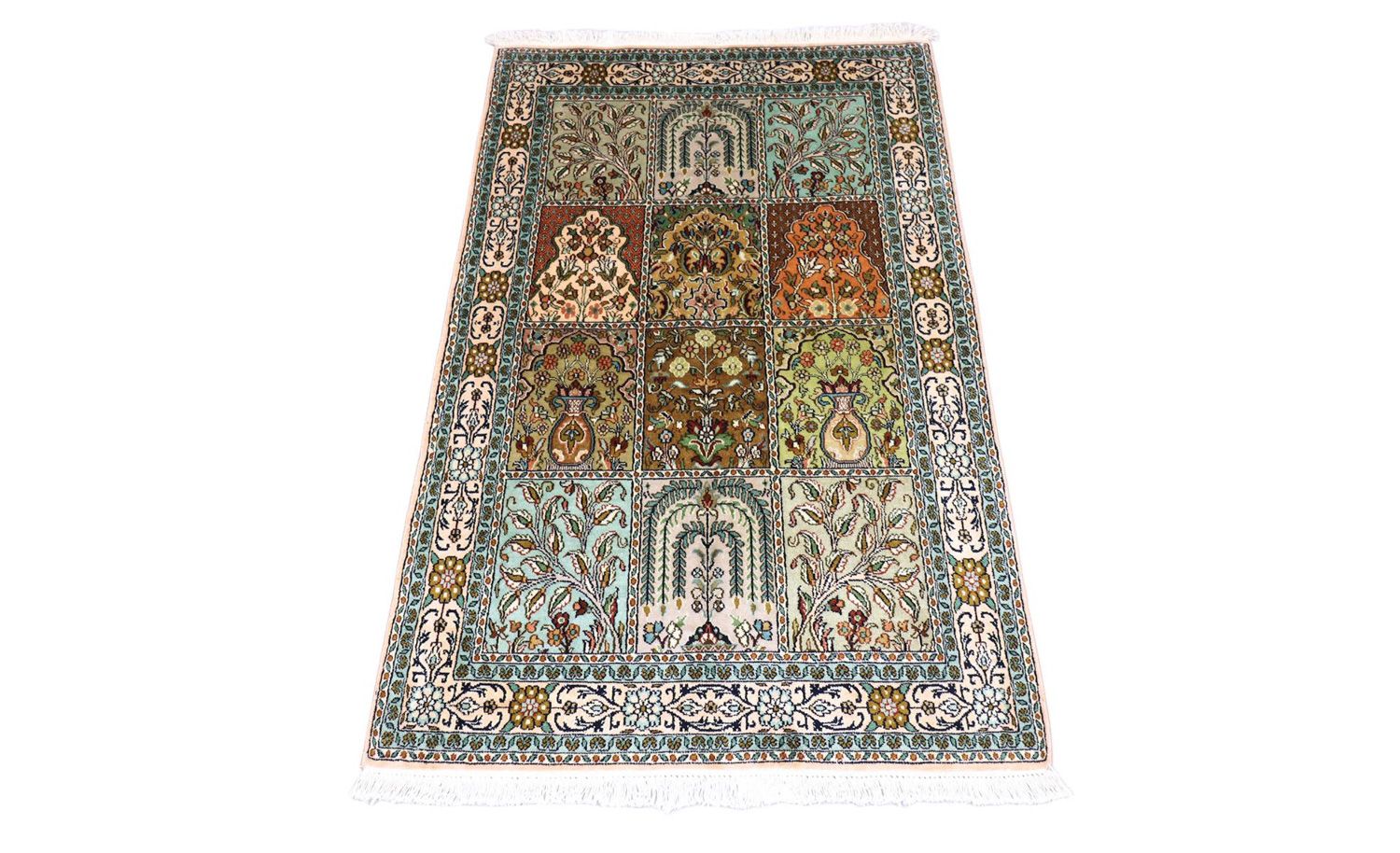 Alfombra de seda - Seda de Cachemira - 151 x 95 cm - turquesa